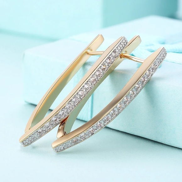 S925 Sterling Silver 37MM Gold/Rose Gold U Round Hoop Earrings For Women… - Picture 5 of 6